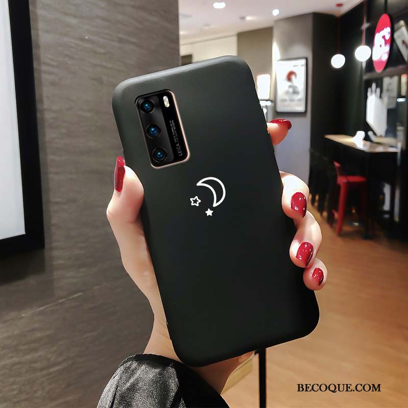 Huawei P40 Coque Légères Mode Noir Simple Tout Compris Créatif