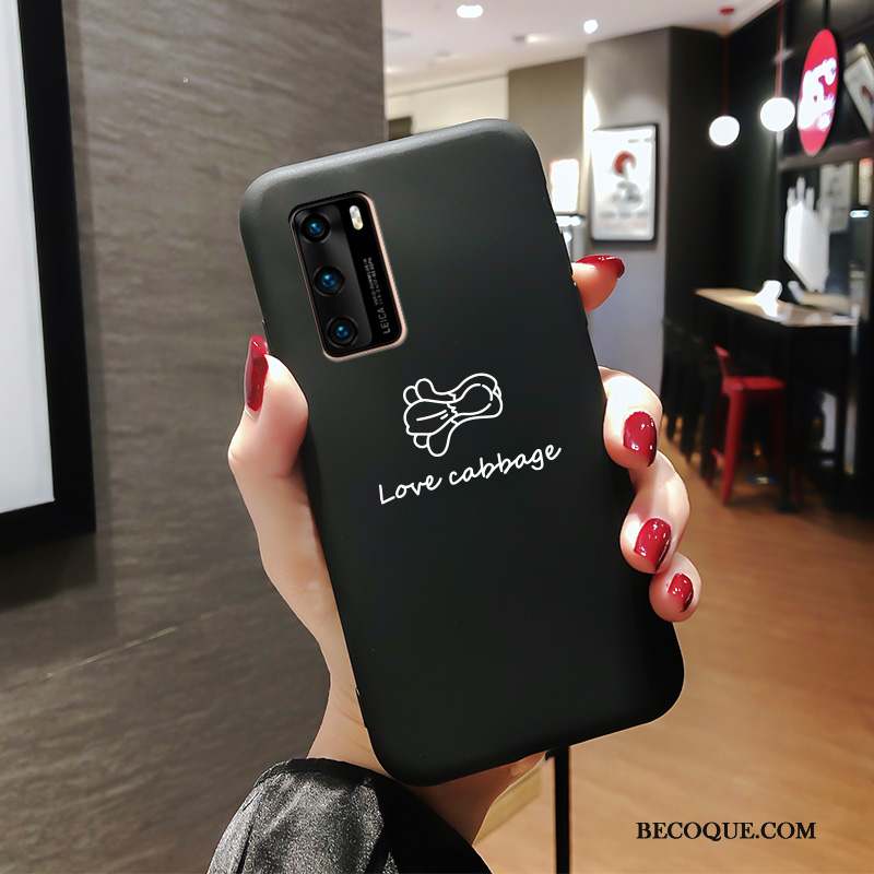 Huawei P40 Coque Légères Mode Noir Simple Tout Compris Créatif