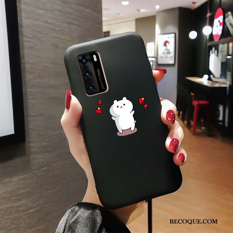 Huawei P40 Coque Légères Mode Noir Simple Tout Compris Créatif