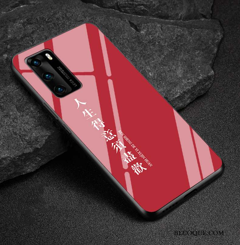 Huawei P40 Coque Net Rouge Tendance Protection Art Vert Incassable