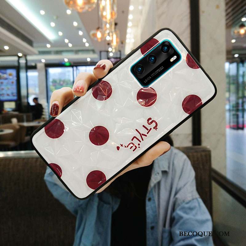 Huawei P40 Coque Nouveau Protection Incassable Personnalité Ornements Suspendus Net Rouge