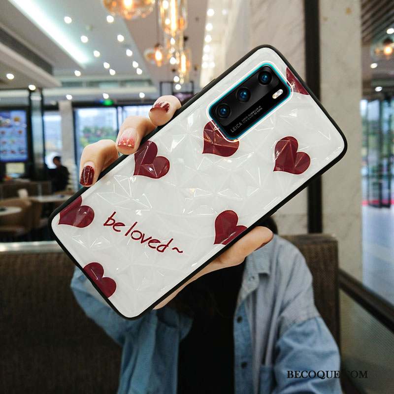 Huawei P40 Coque Nouveau Protection Incassable Personnalité Ornements Suspendus Net Rouge