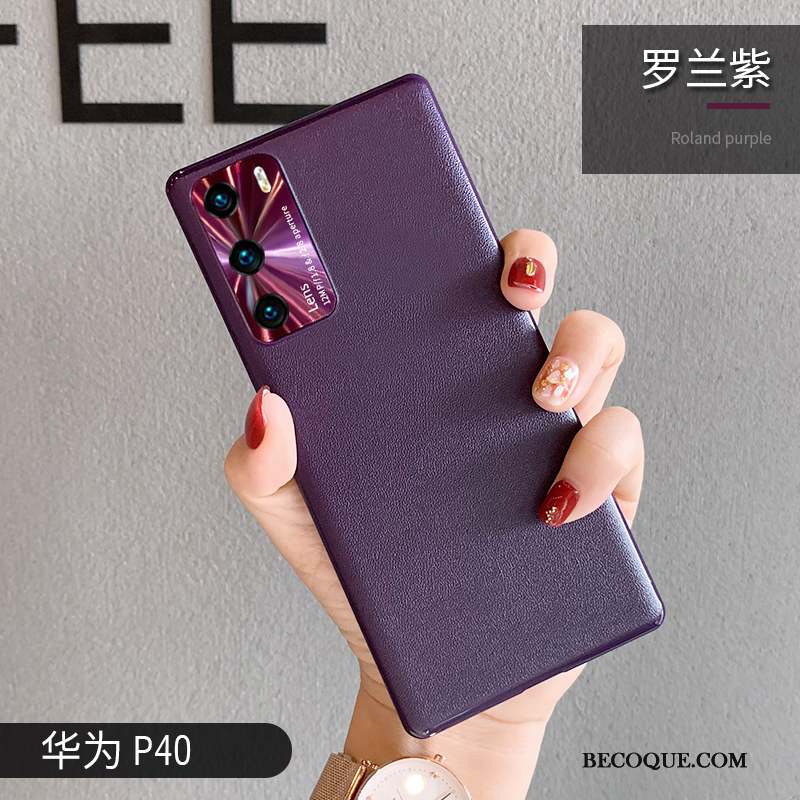 Huawei P40 Coque Protection Nouveau Étui Très Mince Cuir Marque De Tendance