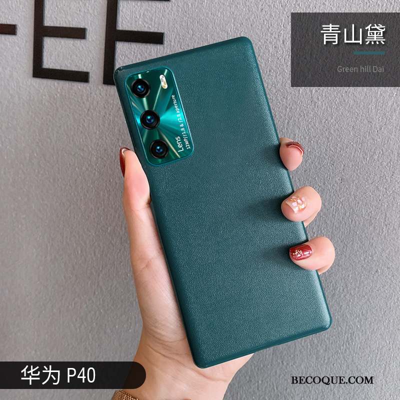 Huawei P40 Coque Protection Nouveau Étui Très Mince Cuir Marque De Tendance