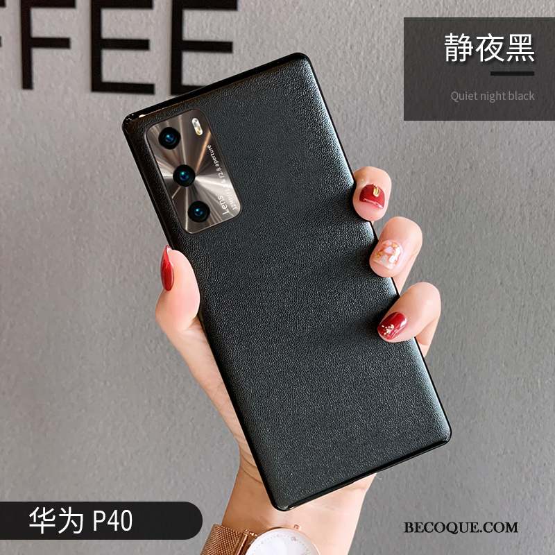 Huawei P40 Coque Protection Nouveau Étui Très Mince Cuir Marque De Tendance