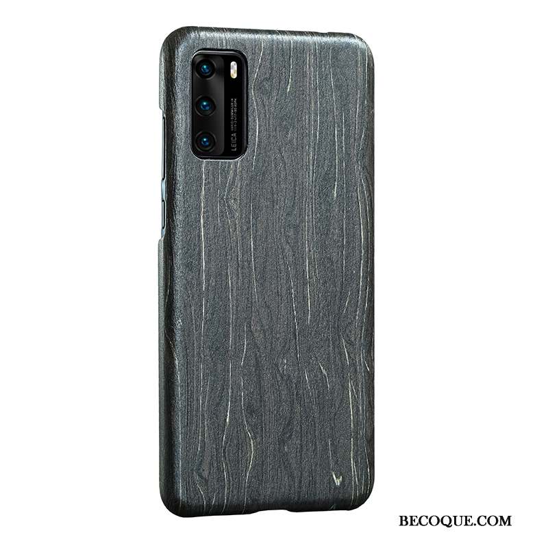 Huawei P40 Coque Étui En Bois Incassable Très Mince Sentir Marron