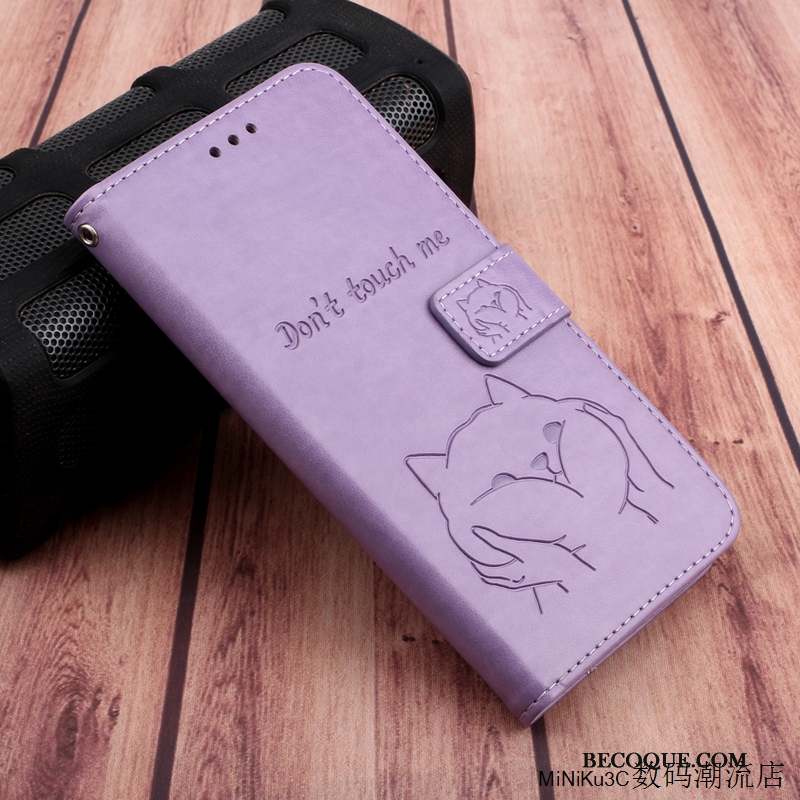 Huawei P40 Lite Coque Silicone Tout Compris Violet Charmant Chat Étui En Cuir