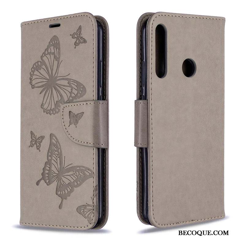 Huawei P40 Lite E Coque Étui Similicuir Ornements Suspendus Protection Housse Papillon