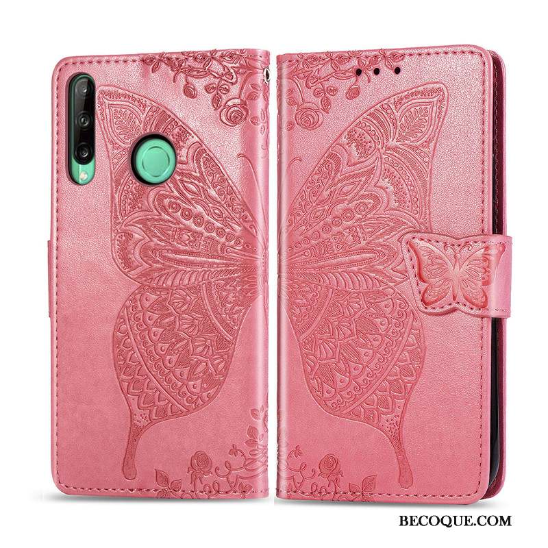 Huawei P40 Lite E Rose Étui En Cuir Protection Clamshell Coque De Téléphone