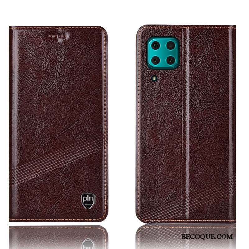 Huawei P40 Lite Housse Étui Étui En Cuir Coque De Téléphone Incassable Rouge