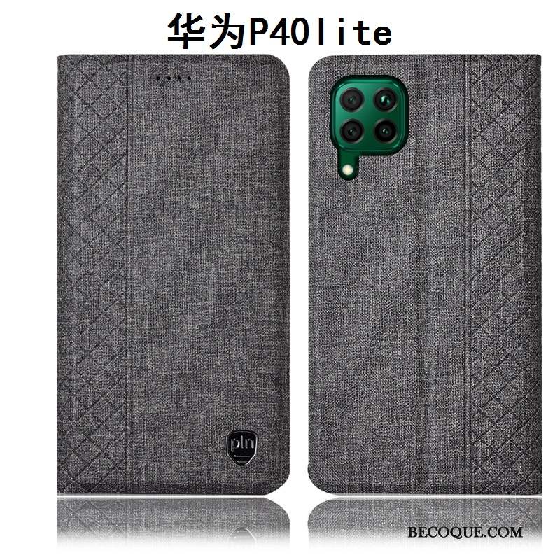 Huawei P40 Lite Protection Coque De Téléphone Incassable Étui En Cuir Tout Compris Gris