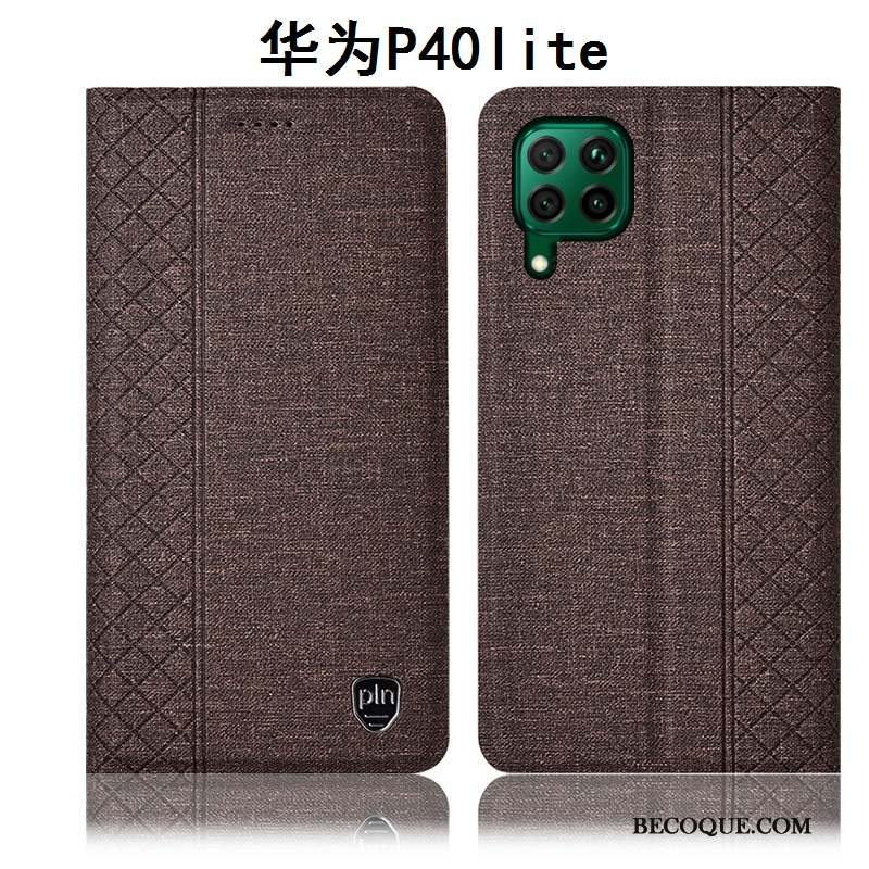 Huawei P40 Lite Protection Coque De Téléphone Incassable Étui En Cuir Tout Compris Gris