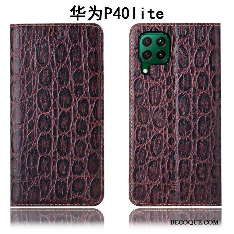 Huawei P40 Lite Protection Étui Incassable Coque De Téléphone Rouge Étui En Cuir