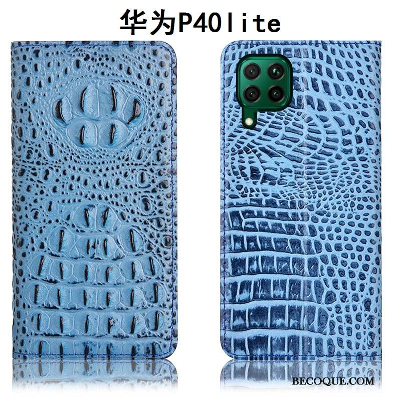 Huawei P40 Lite Tout Compris Étui En Cuir Coque De Téléphone Bleu Housse Protection