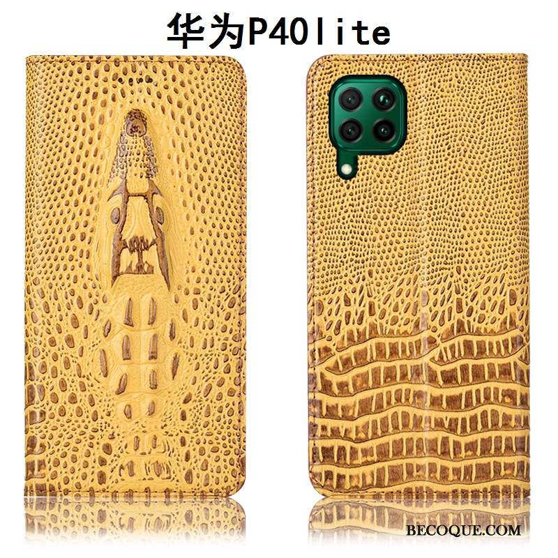 Huawei P40 Lite Étui En Cuir Housse Coque De Téléphone Tout Compris Jaune Protection