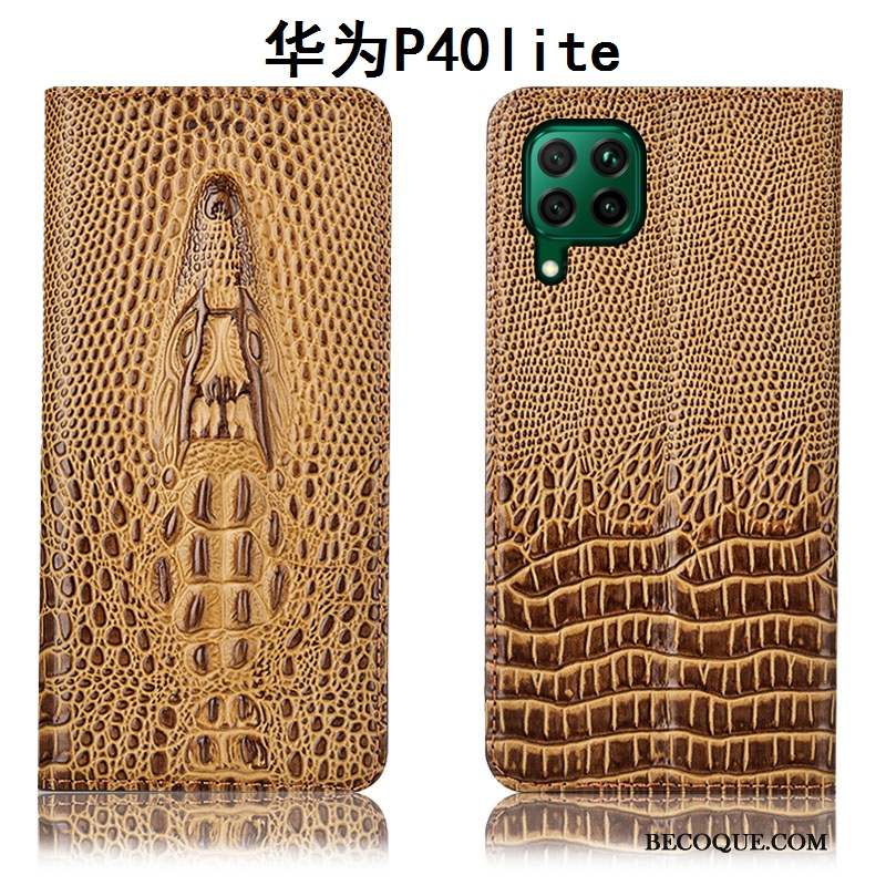 Huawei P40 Lite Étui En Cuir Housse Coque De Téléphone Tout Compris Jaune Protection