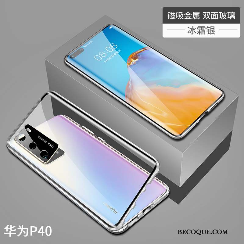 Huawei P40 Personnalité Tendance Coque De Téléphone Transparent Verre Noir