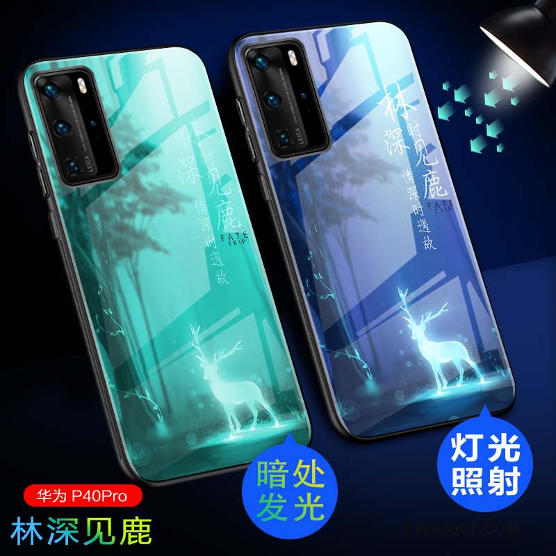 Huawei P40 Pro Coque Délavé En Daim Très Mince Tout Compris Bleu Clair Étui Lumineuses