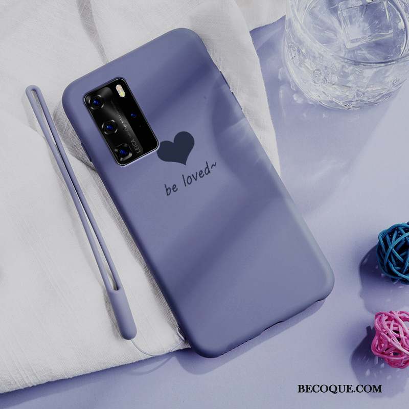 Huawei P40 Pro Coque Marque De Tendance Simple Tout Compris Personnalité Fluide Doux Rose