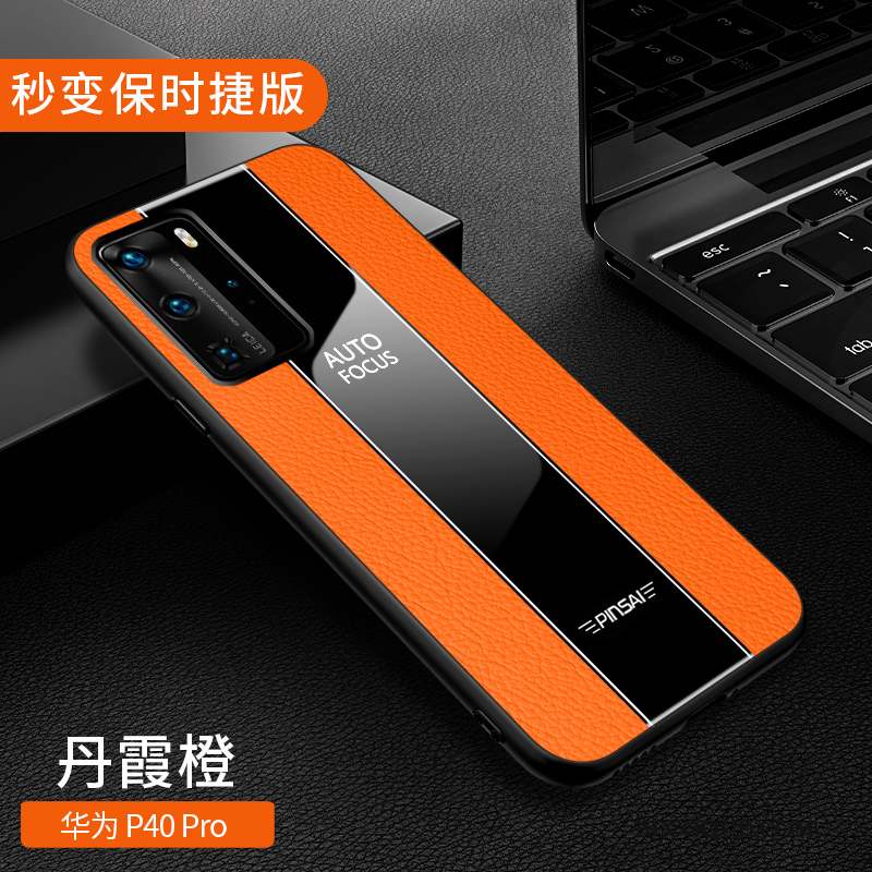 Huawei P40 Pro Coque Protection Fluide Doux Marque De Tendance Incassable Nouveau Étui En Cuir