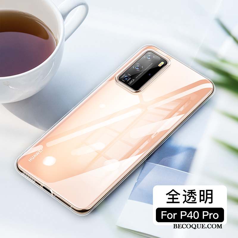 Huawei P40 Pro Coque Protection Incassable Rouge Tout Compris Transparent Étui