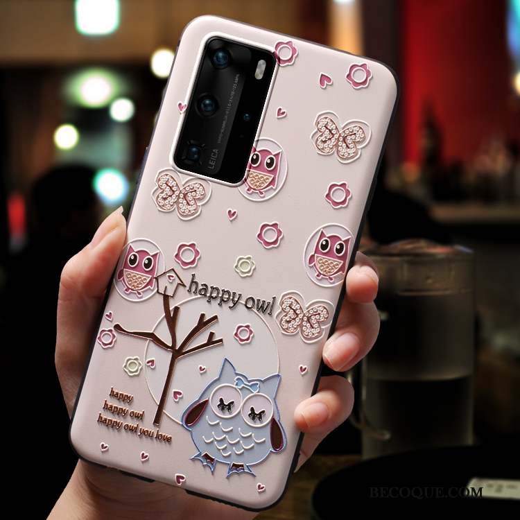 Huawei P40 Pro Coque Rose Nouveau Étui Personnalité Créatif Dessin Animé