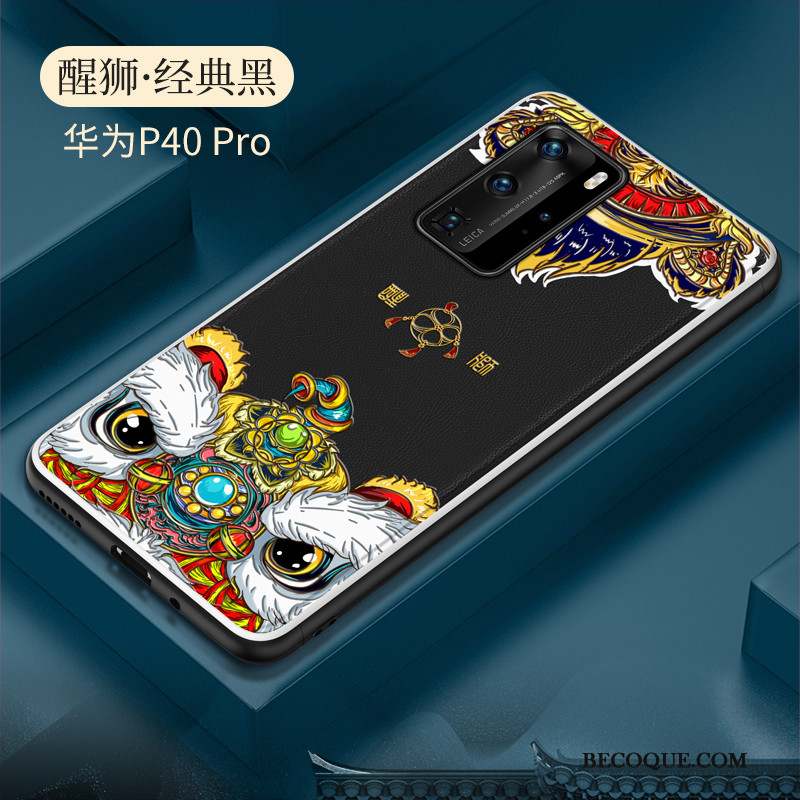 Huawei P40 Pro Créatif Net Rouge Incassable Coque De Téléphone Silicone Style Chinois