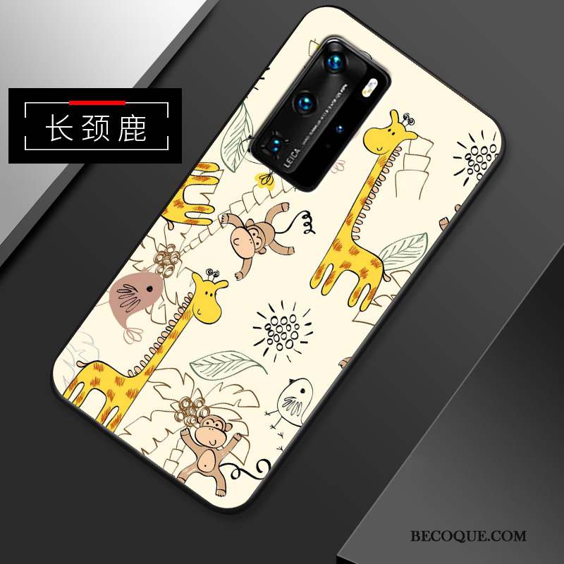 Huawei P40 Pro Dessin Animé Fluide Doux Blanc Charmant Coque Personnalité