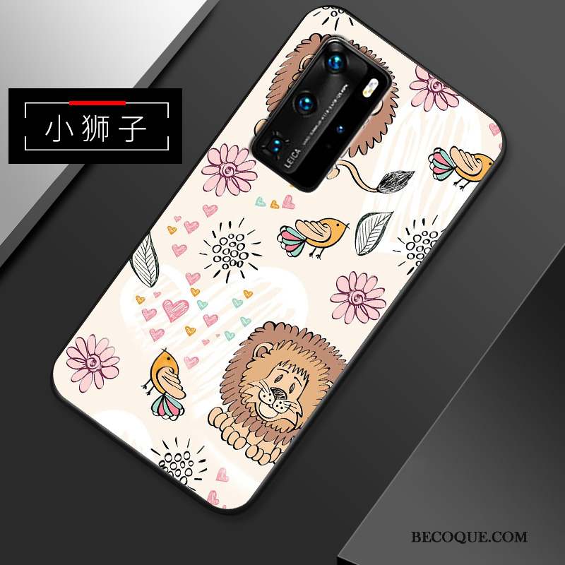 Huawei P40 Pro Dessin Animé Fluide Doux Blanc Charmant Coque Personnalité