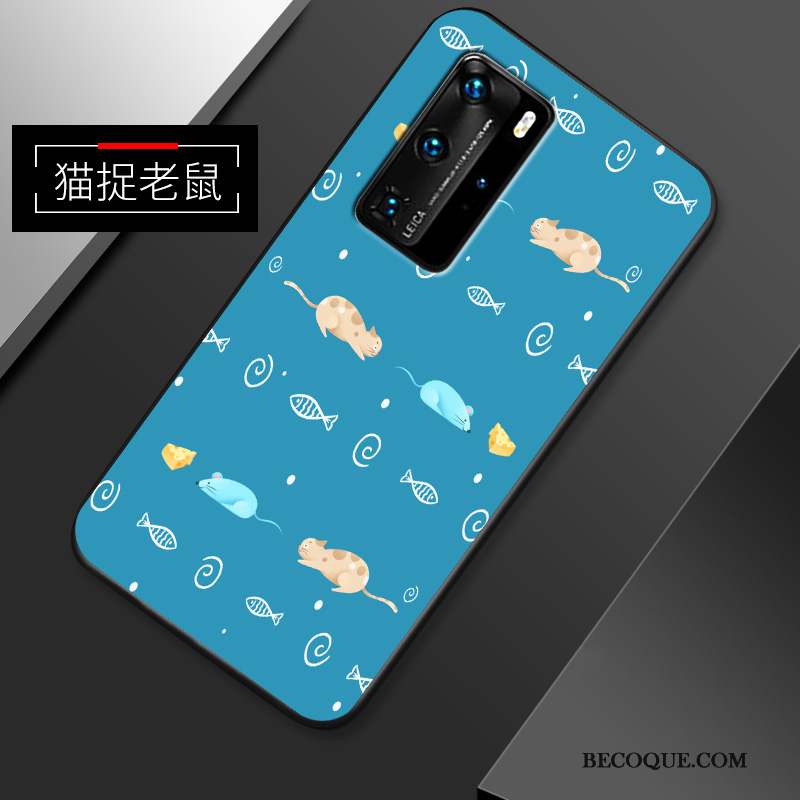 Huawei P40 Pro Dessin Animé Fluide Doux Blanc Charmant Coque Personnalité