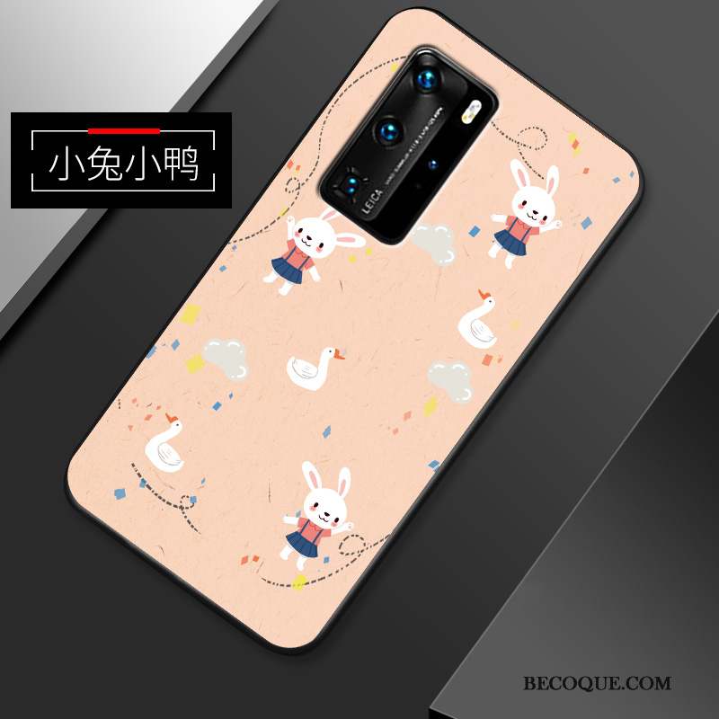 Huawei P40 Pro Dessin Animé Fluide Doux Blanc Charmant Coque Personnalité