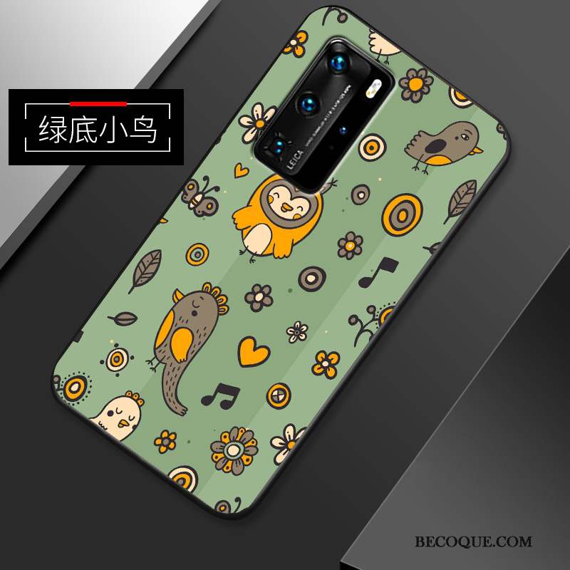 Huawei P40 Pro Dessin Animé Fluide Doux Blanc Charmant Coque Personnalité