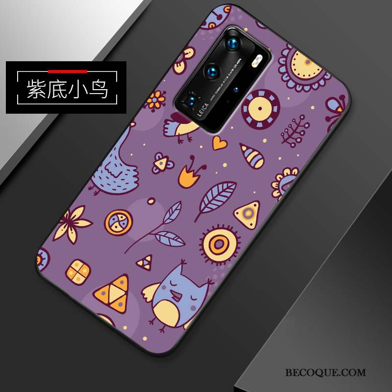 Huawei P40 Pro Dessin Animé Fluide Doux Blanc Charmant Coque Personnalité