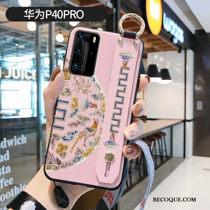 Huawei P40 Pro Modèle Fleurie Violet Coque De Téléphone Fluide Doux Étui Silicone