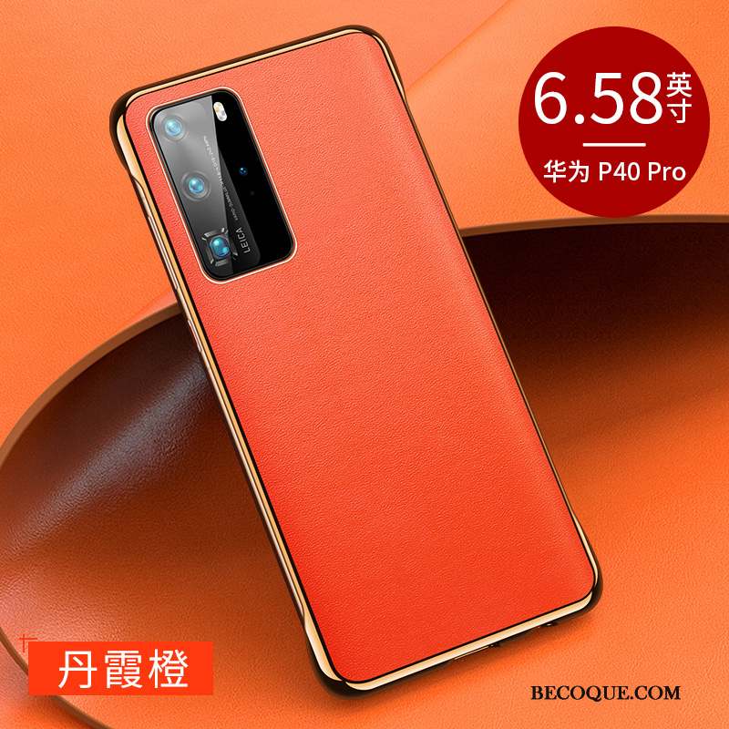 Huawei P40 Pro Protection Tendance Cuir Véritable Qualité Très Mince Coque