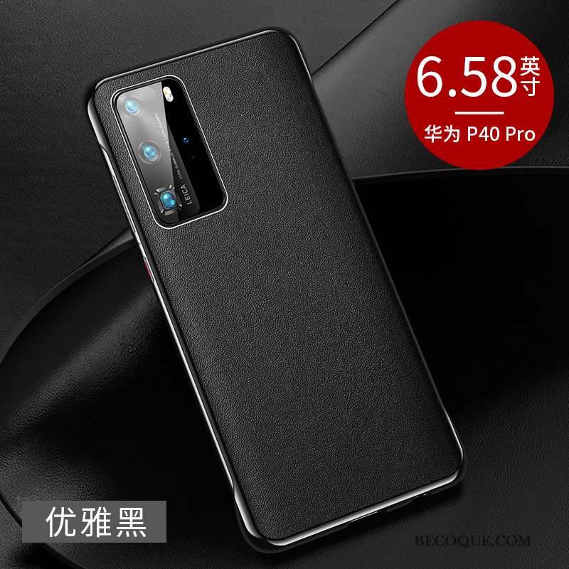 Huawei P40 Pro Protection Tendance Cuir Véritable Qualité Très Mince Coque