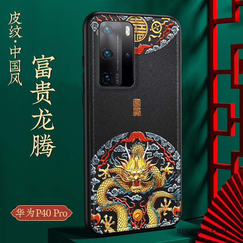 Huawei P40 Pro Tout Compris Étui Qualité Coque Bleu Style Chinois