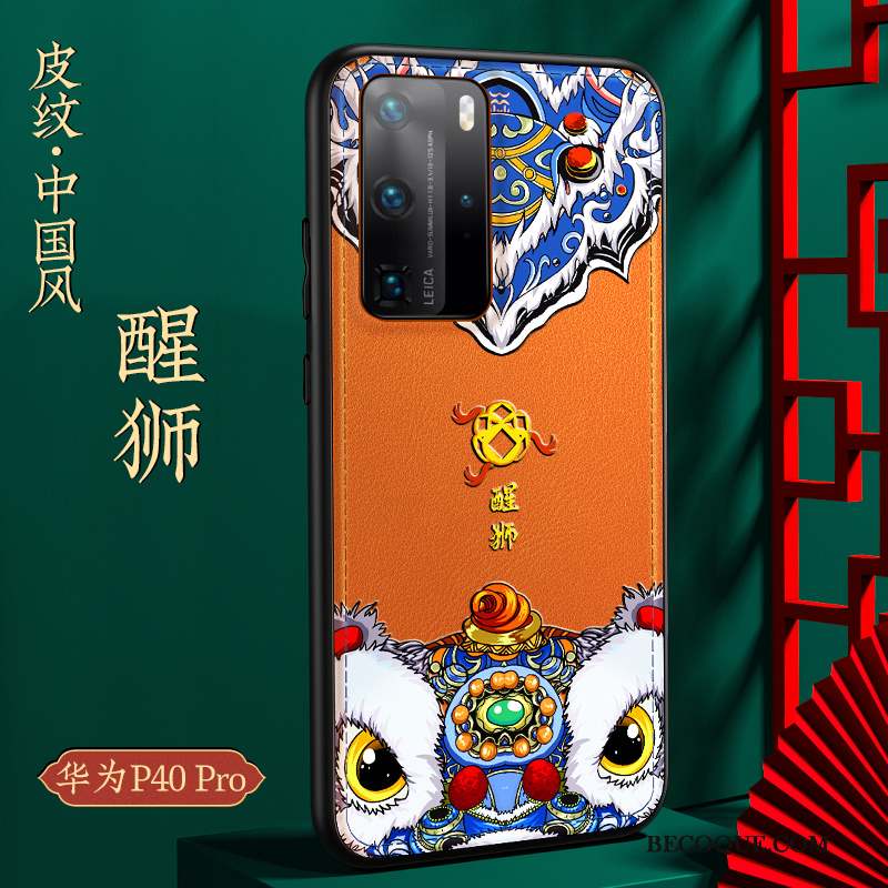 Huawei P40 Pro Tout Compris Étui Qualité Coque Bleu Style Chinois