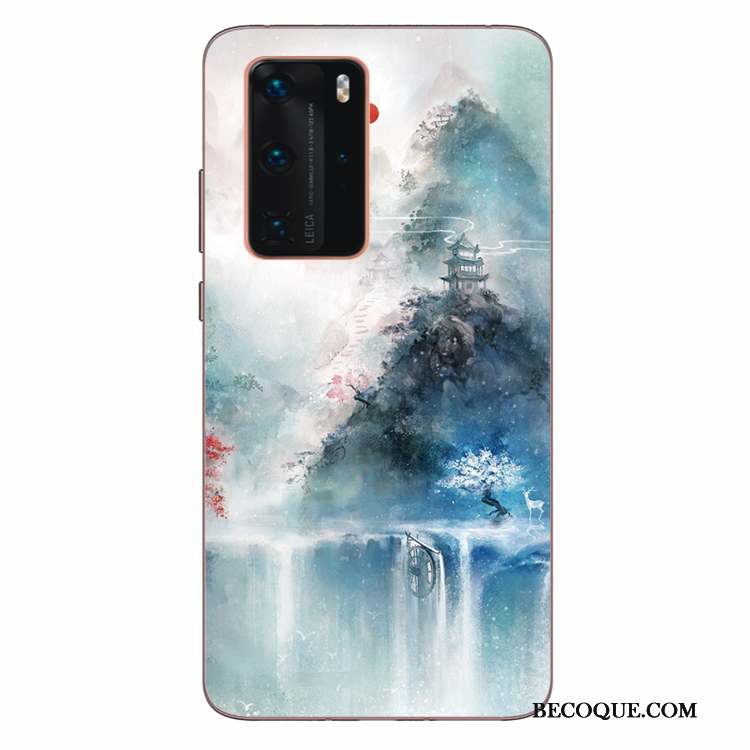 Huawei P40 Pro Vert Art Coque De Téléphone Fluide Doux Étui Silicone