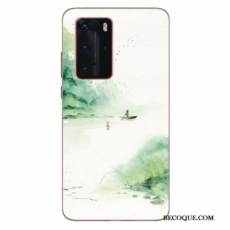 Huawei P40 Pro Vert Art Coque De Téléphone Fluide Doux Étui Silicone