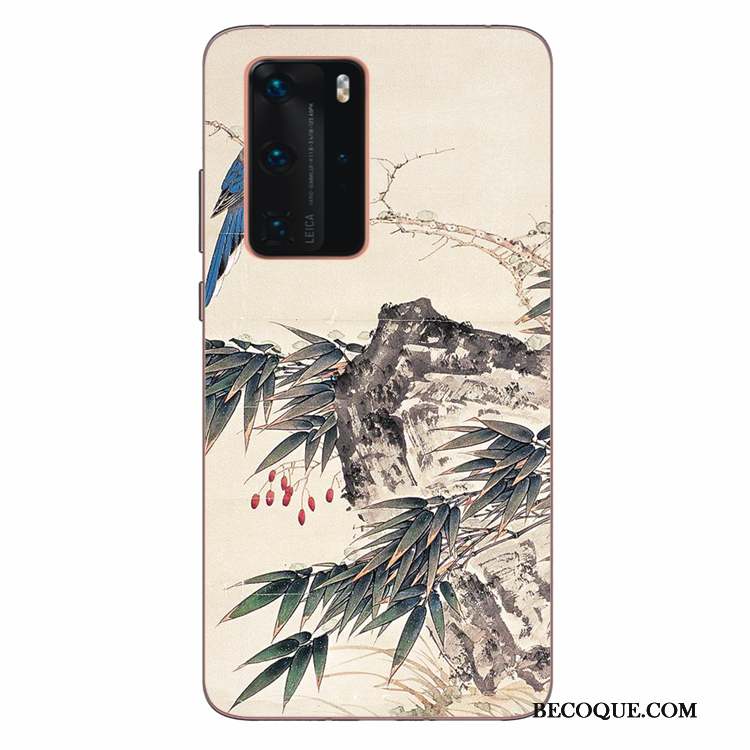 Huawei P40 Pro Vert Art Coque De Téléphone Fluide Doux Étui Silicone