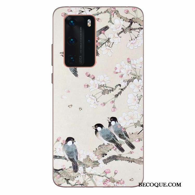 Huawei P40 Pro Vert Art Coque De Téléphone Fluide Doux Étui Silicone