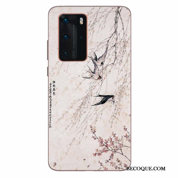 Huawei P40 Pro Vert Art Coque De Téléphone Fluide Doux Étui Silicone