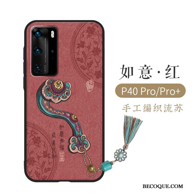 Huawei P40 Pro À Franges Coque Protection Tendance Gaufrage Difficile