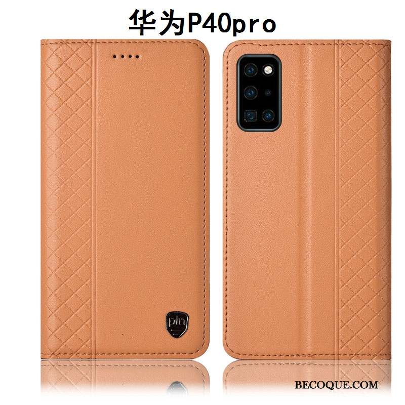 Huawei P40 Pro Étui Jaune Protection Coque De Téléphone Plaid Incassable