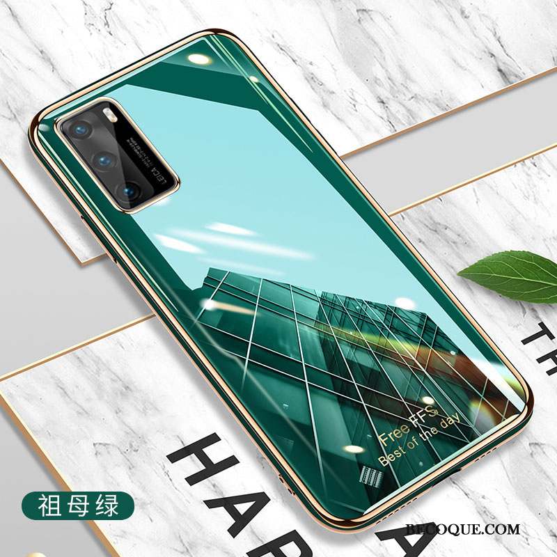 Huawei P40 Silicone Très Mince Gris Coque Net Rouge Incassable