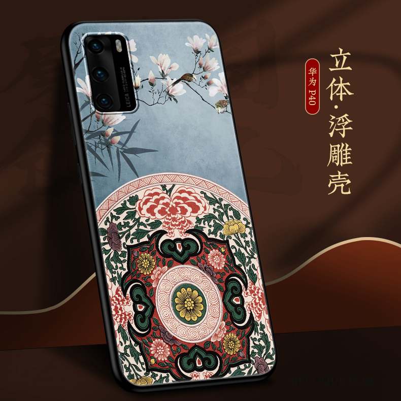 Huawei P40 Très Mince Coque Net Rouge Marque De Tendance Nouveau Créatif