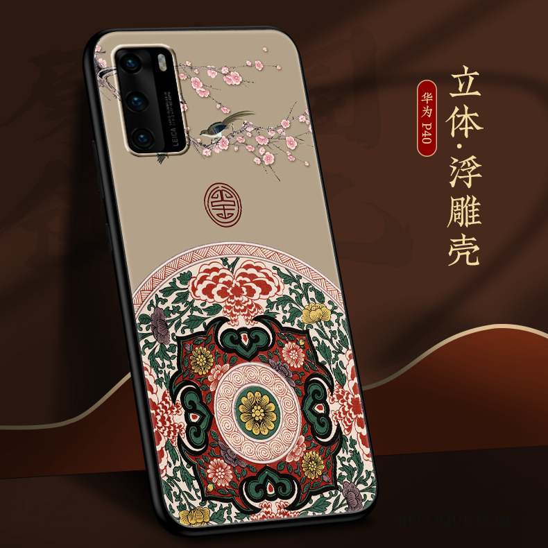 Huawei P40 Très Mince Coque Net Rouge Marque De Tendance Nouveau Créatif