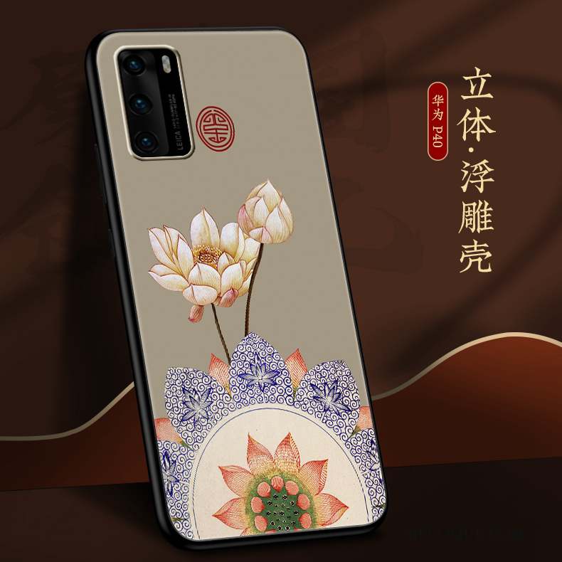 Huawei P40 Très Mince Coque Net Rouge Marque De Tendance Nouveau Créatif