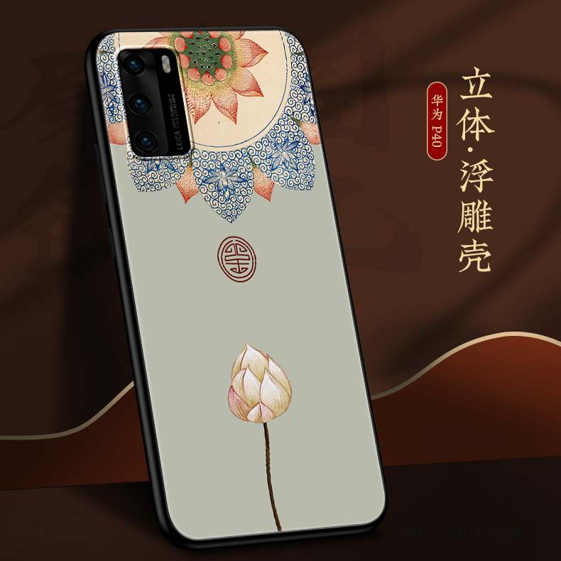 Huawei P40 Très Mince Coque Net Rouge Marque De Tendance Nouveau Créatif